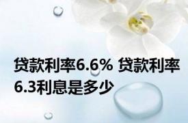 贷款利率6.6% 贷款利率6.3利息是多少