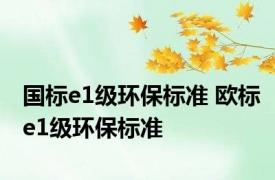 国标e1级环保标准 欧标e1级环保标准