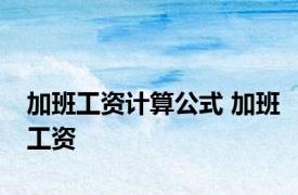 加班工资计算公式 加班工资 