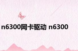 n6300网卡驱动 n6300 