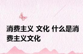 消费主义 文化 什么是消费主义文化