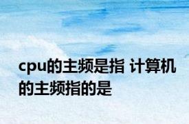 cpu的主频是指 计算机的主频指的是 