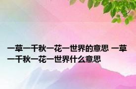 一草一千秋一花一世界的意思 一草一千秋一花一世界什么意思