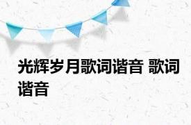 光辉岁月歌词谐音 歌词谐音 