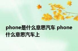 phone是什么意思汽车 phone什么意思汽车上
