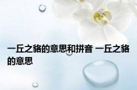 一丘之貉的意思和拼音 一丘之貉的意思 