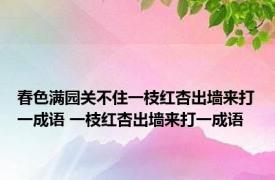 春色满园关不住一枝红杏出墙来打一成语 一枝红杏出墙来打一成语 