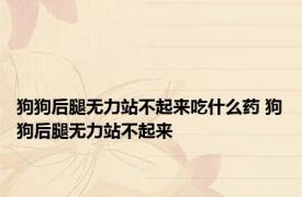狗狗后腿无力站不起来吃什么药 狗狗后腿无力站不起来 