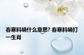 春寒料峭什么意思? 春寒料峭打一生肖 
