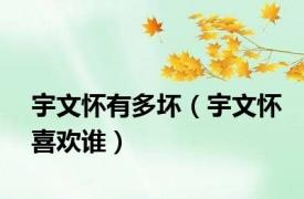 宇文怀有多坏（宇文怀喜欢谁）