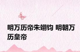 明万历帝朱翊钧 明朝万历皇帝 