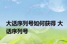大话序列号如何获得 大话序列号 