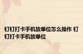 钉钉打卡手机放单位怎么操作 钉钉打卡手机放单位 
