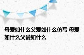母爱如什么父爱如什么仿写 母爱如什么父爱如什么