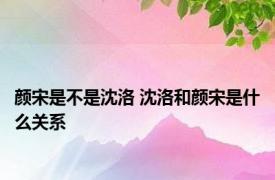 颜宋是不是沈洛 沈洛和颜宋是什么关系
