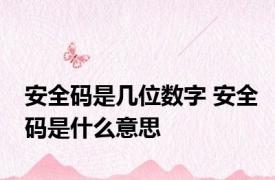 安全码是几位数字 安全码是什么意思