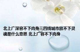 北上广深容不下肉身三四线城市放不下灵魂是什么意思 北上广容不下肉身 