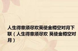 人生得意须尽欢莫使金樽空对月下联（人生得意须尽欢 莫使金樽空对月）