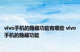 vivo手机的隐藏功能有哪些 vivo手机的隐藏功能 