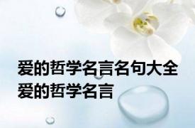 爱的哲学名言名句大全 爱的哲学名言