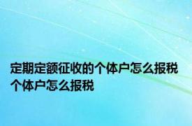 定期定额征收的个体户怎么报税 个体户怎么报税