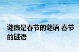 谜底是春节的谜语 春节的谜语 