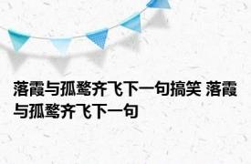 落霞与孤鹜齐飞下一句搞笑 落霞与孤鹜齐飞下一句 