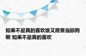 如果不是真的喜欢谁又愿意当舔狗呢 如果不是真的喜欢 