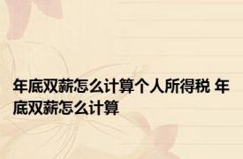 年底双薪怎么计算个人所得税 年底双薪怎么计算 