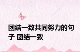 团结一致共同努力的句子 团结一致 