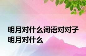 明月对什么词语对对子 明月对什么 
