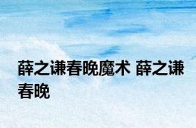 薛之谦春晚魔术 薛之谦春晚 
