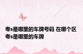 粤s是哪里的车牌号码 在哪个区 粤s是哪里的车牌