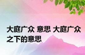大庭广众 意思 大庭广众之下的意思