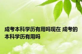成考本科学历有用吗现在 成考的本科学历有用吗 