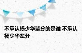 不承认杨少华辈分的是谁 不承认杨少华辈分 