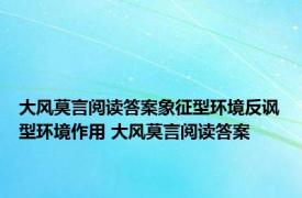 大风莫言阅读答案象征型环境反讽型环境作用 大风莫言阅读答案 