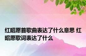 红昭愿首歌曲表达了什么意思 红昭愿歌词表达了什么 