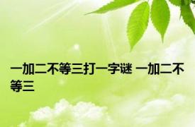 一加二不等三打一字谜 一加二不等三 