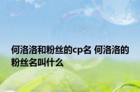 何洛洛和粉丝的cp名 何洛洛的粉丝名叫什么 