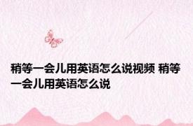 稍等一会儿用英语怎么说视频 稍等一会儿用英语怎么说 