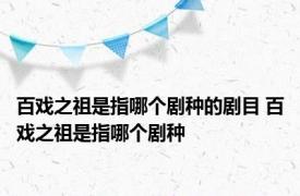 百戏之祖是指哪个剧种的剧目 百戏之祖是指哪个剧种