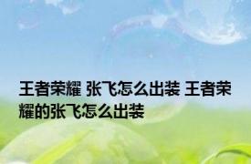 王者荣耀 张飞怎么出装 王者荣耀的张飞怎么出装