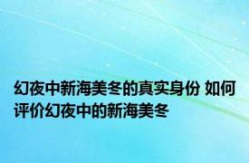 幻夜中新海美冬的真实身份 如何评价幻夜中的新海美冬
