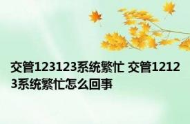 交管123123系统繁忙 交管12123系统繁忙怎么回事