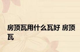 房顶瓦用什么瓦好 房顶瓦 