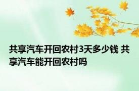 共享汽车开回农村3天多少钱 共享汽车能开回农村吗