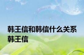 韩王信和韩信什么关系 韩王信 