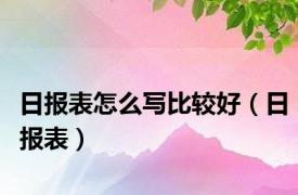 日报表怎么写比较好（日报表）
