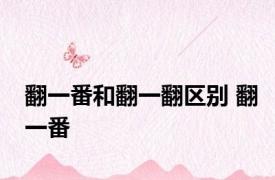 翻一番和翻一翻区别 翻一番 